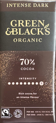 Intense Dark Chocolate 70% Cocoa by Green & Black’s - 70% chocolate bar