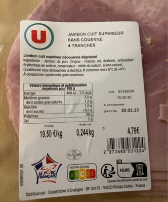 Jambon Cuit Supérieur découenné dégraissé