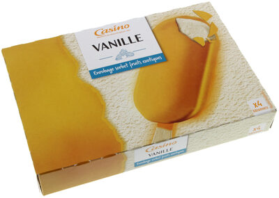 Maxi bâtonnets vanille enrobage sorbet fruits exotiques x4