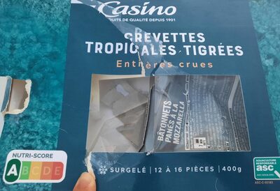 Crevettes tropicales tigrées entières crues ASC