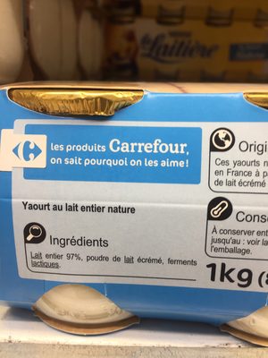 YAOURT au lait entier Nature