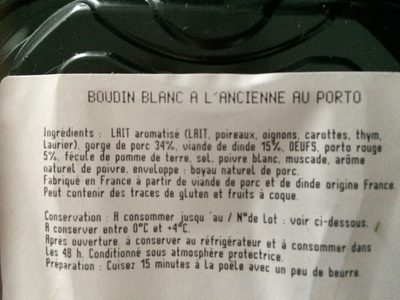 Boudin blanc à l'Ancienne AU PORTO