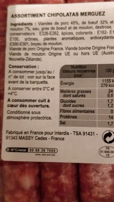 Assortiment chipolatas, véritables merguez, saveurs variées