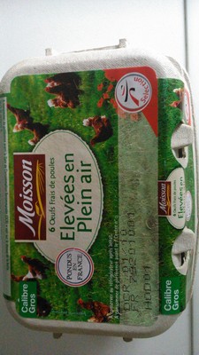 6 Œufs frais de poules Elevées en Plein Air (Calibre Gros)