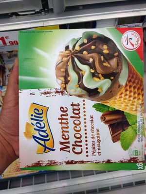 Cône menthe - chocolat (G) sauce au chocolat et morceaux de chocolat x6 - 120mL