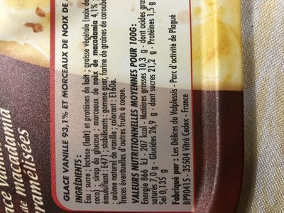 Bac vanille macadamia sauce au caramel (CG) - 900mL