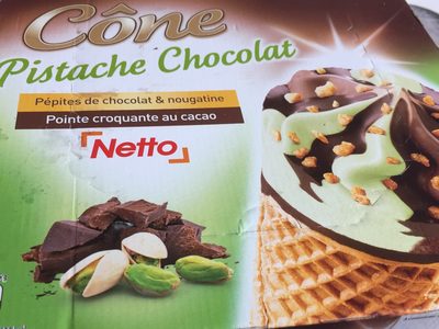 Cône pistache - chocolat (G) pépites de chocolat et nougatine x6 - 120mL