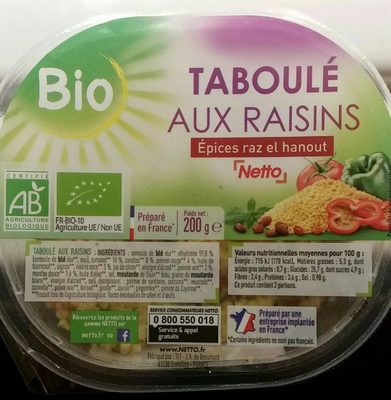 Taboule raisin bio