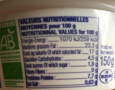 Fromage à la creme BIO