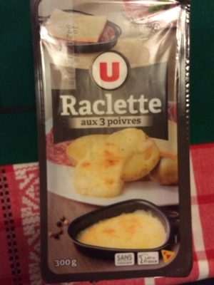 Fromage à Raclette au lait pasteurisé aux 3 poivres 27%mg, 300g