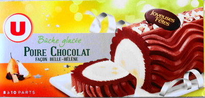 Bûche glacée parfum poire-chocolat façon belle Hélène, 530g - 6/8 parts