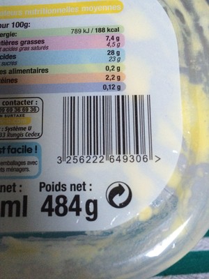 Bac crème glacée citron meringue - 485g