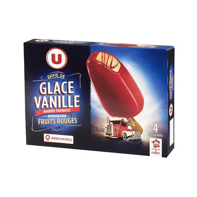 Bâtonnets envie de glace vanille marbrée sorbet framboise