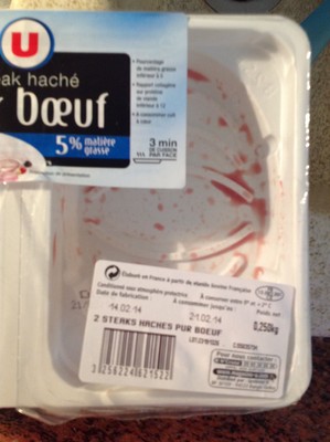 Steak haché, 5% Matière Grasse, France, VBF, 2 pièces - 250g
