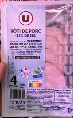 Rôti de porc taux de sel réduit Bleu Blanc Coeur - x4 tranches 160g
