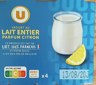 Yaourt au lait entier parf.citron pot verre 4x125g