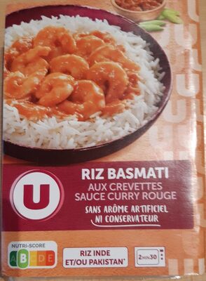 Plat cuisiné individuel Riz basmati cuit, crevette et sauce au curry rouge 280g