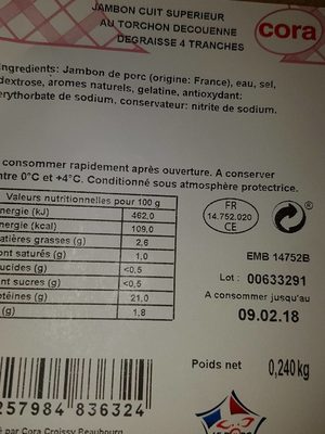 Jambon cuit superieur