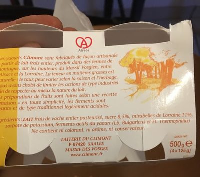 Climont au lait de montagne - fruits de Lorraine