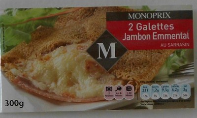 2 galettes de blé noir jambon emmental