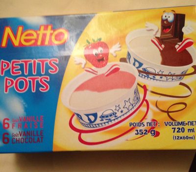 Petits pots - G vanille fraise x6 - vanille chocolat x6 - 65mL