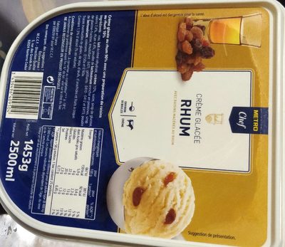 Crème glacée rhum avec raisin macéré au rhum