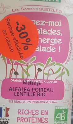 Mélange de graines germés Alfalfa Poireau Lentilles bio
