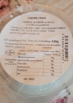 Fromage frais de chèvre au lait cru