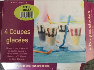 4 coupes glacées Pêche Melba