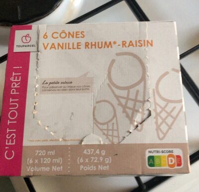 6 cônes vanille rhum-raisin