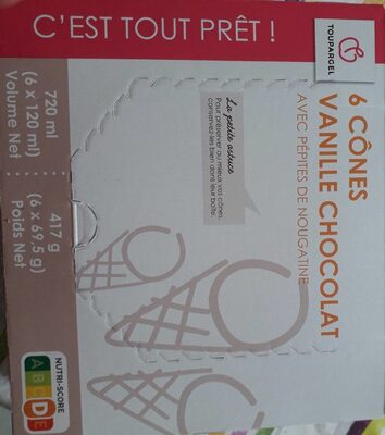 Si cône vanille chocolat avec pépites de nougatine