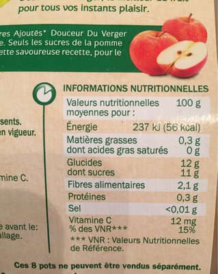 Compote Pomme sans Sucres Ajoutés