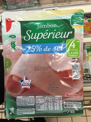 Jambon cuit supérieur -25% de sel*
