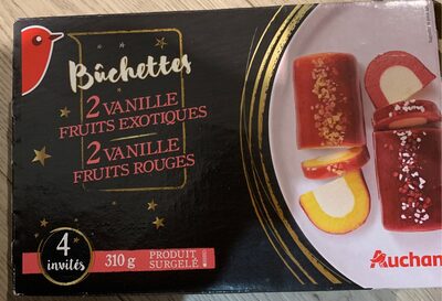 Bûchettes Sorbets et crème glacée2 fruits rouges, vanille 2 fruits exotiques, vanille