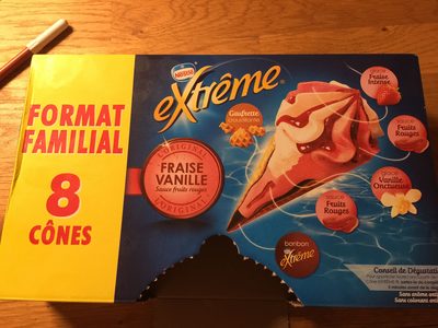 Extrême Fraise Vanille x 8 cônes de71 g